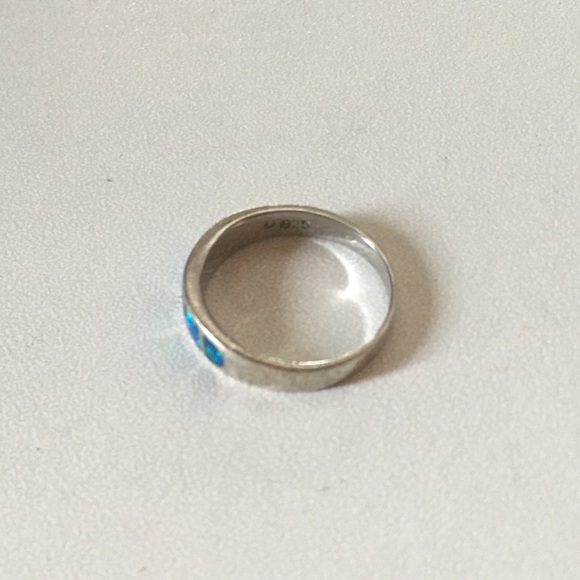 Sterling Silver Blue Opal Inlay Ring - Picture 2 of 3